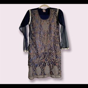 Blue Beaded Shalwar Kameez